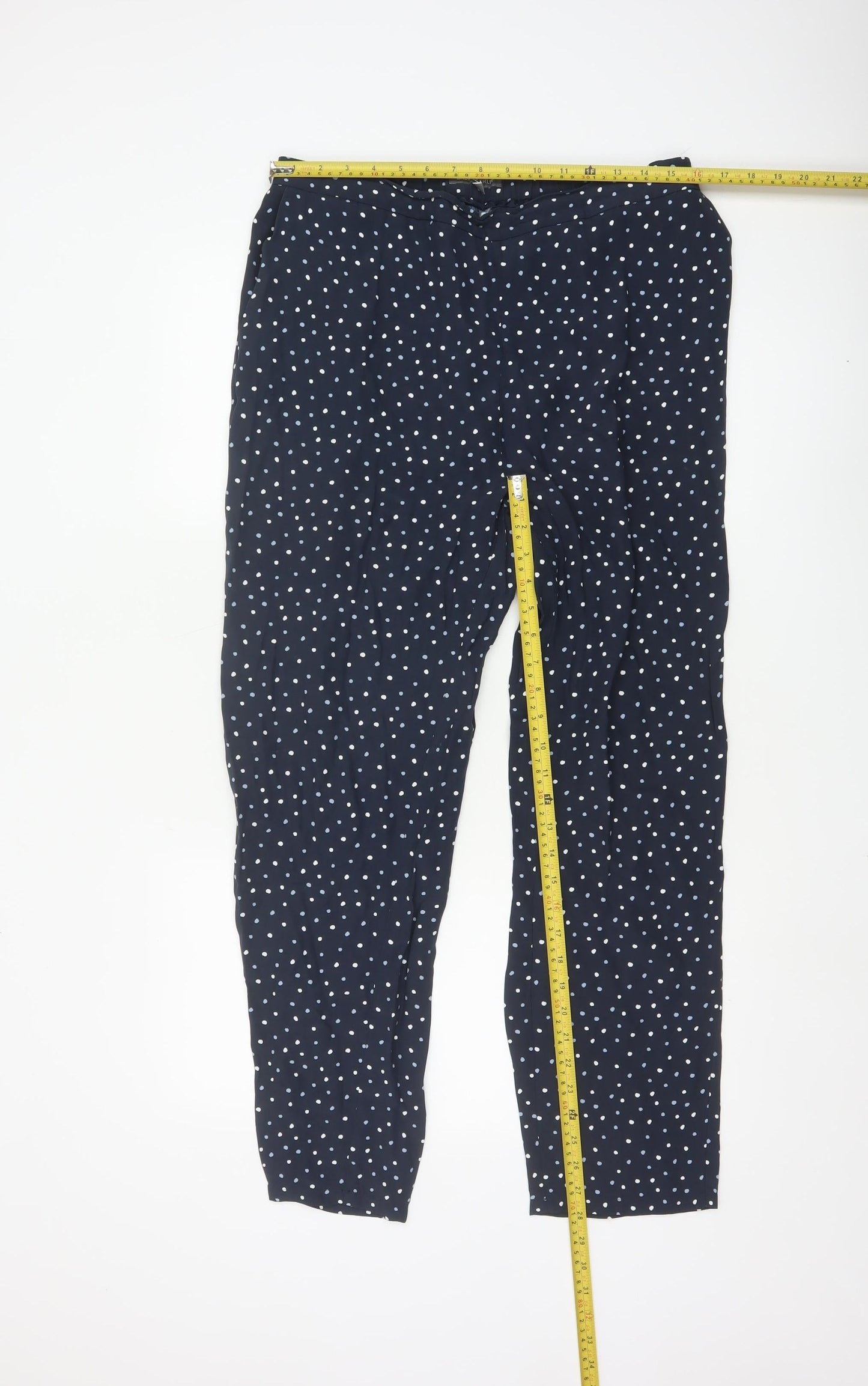 Laura Ashley Womens Blue Polka Dot Viscose Trousers Size 12