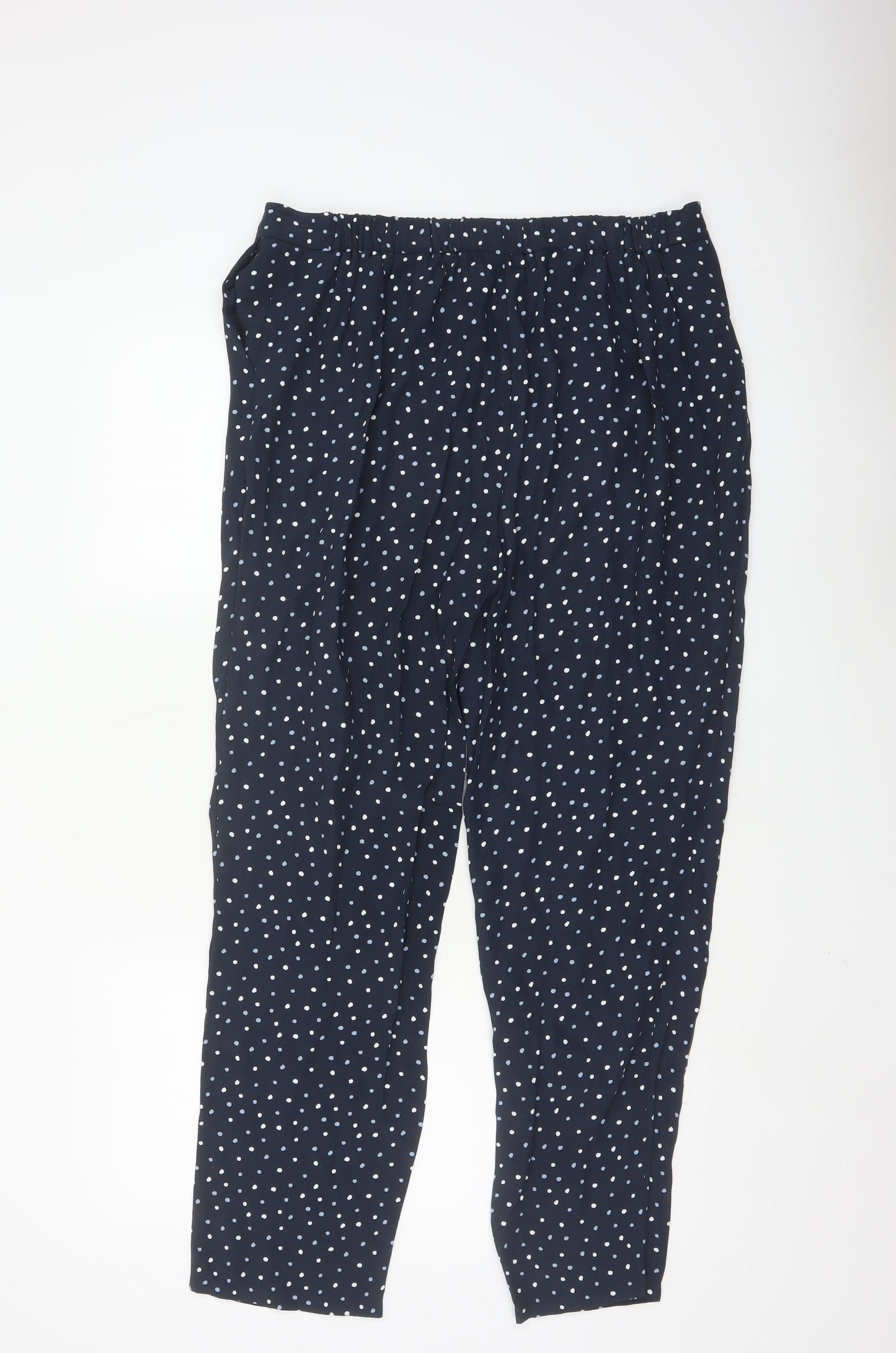 Laura Ashley Womens Blue Polka Dot Viscose Trousers Size 12