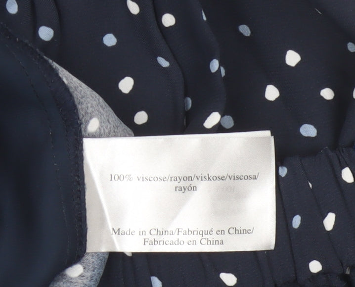 Laura Ashley Womens Blue Polka Dot Viscose Trousers Size 12