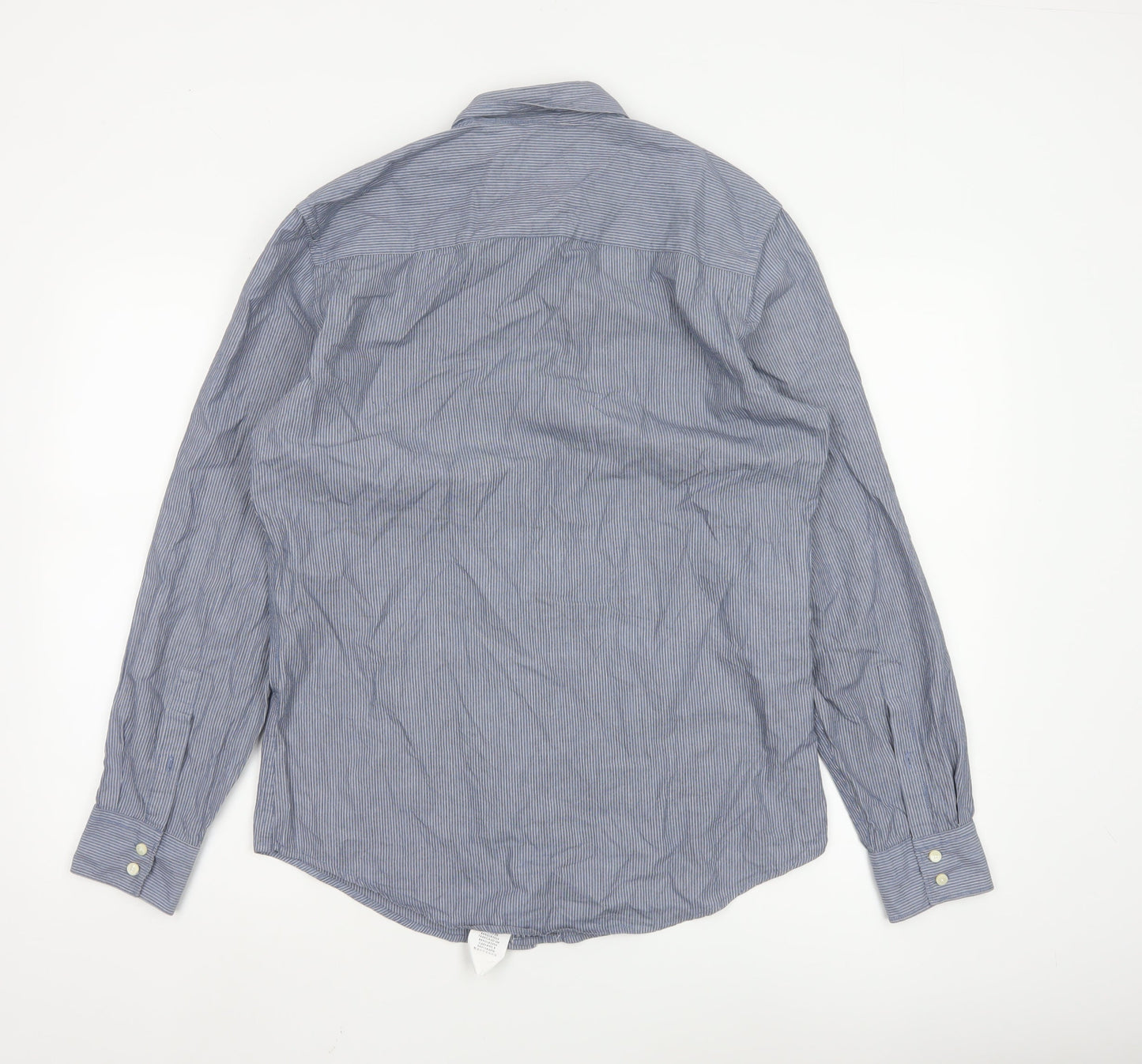 Calvin Klein Men's Blue Striped Regular Fit Long Sleeve Button-Up Shirt Size S