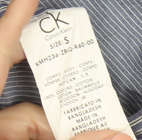 Calvin Klein Men's Blue Striped Regular Fit Long Sleeve Button-Up Shirt Size S