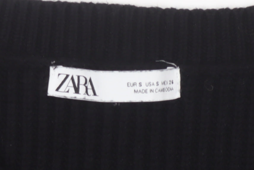 ZARA Women Black Sleeveless Knit Vest Jumper Size S