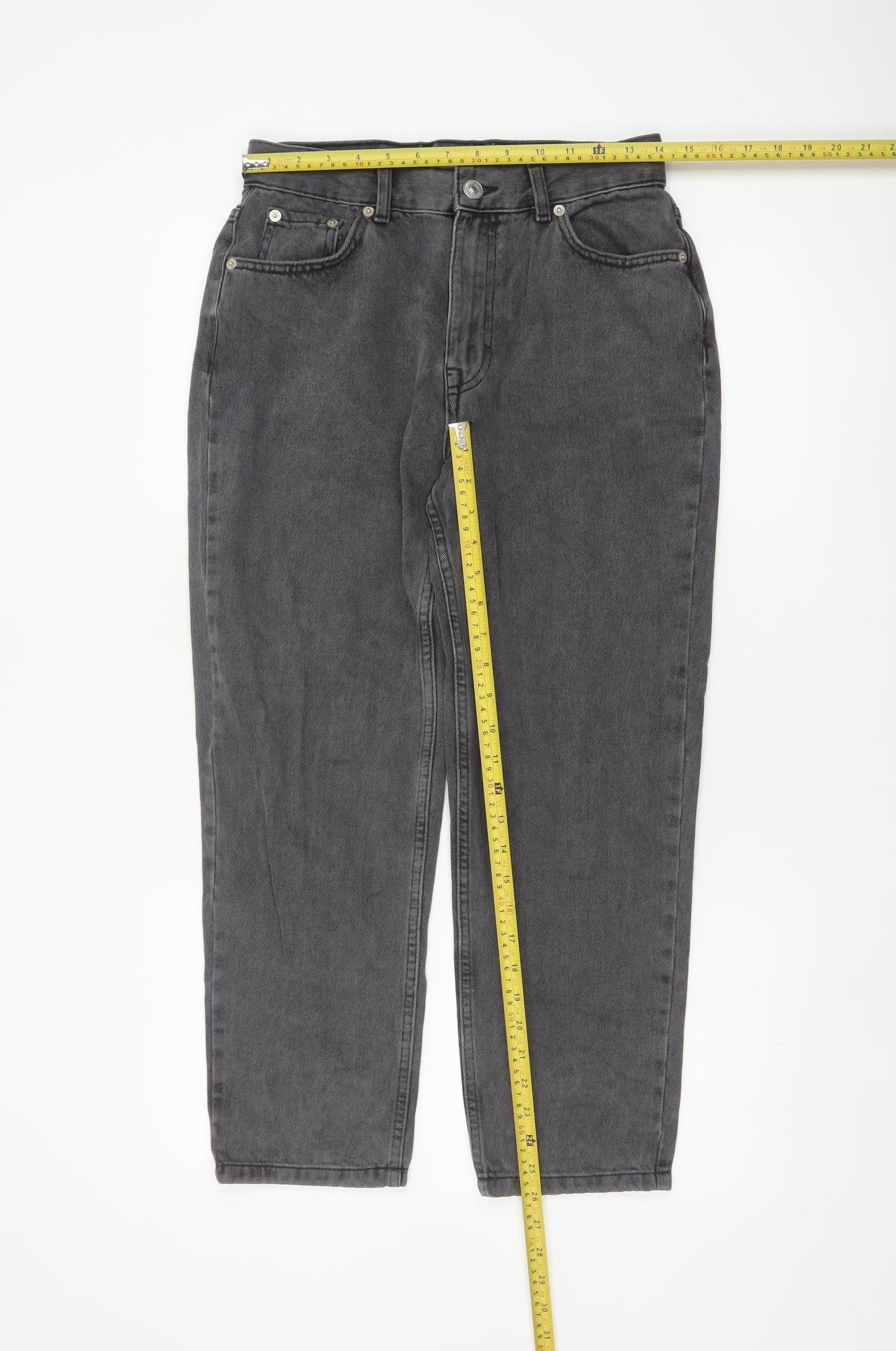 Pull&Bear Women Grey Mom Jeans Size 10 High Rise Cotton Denim