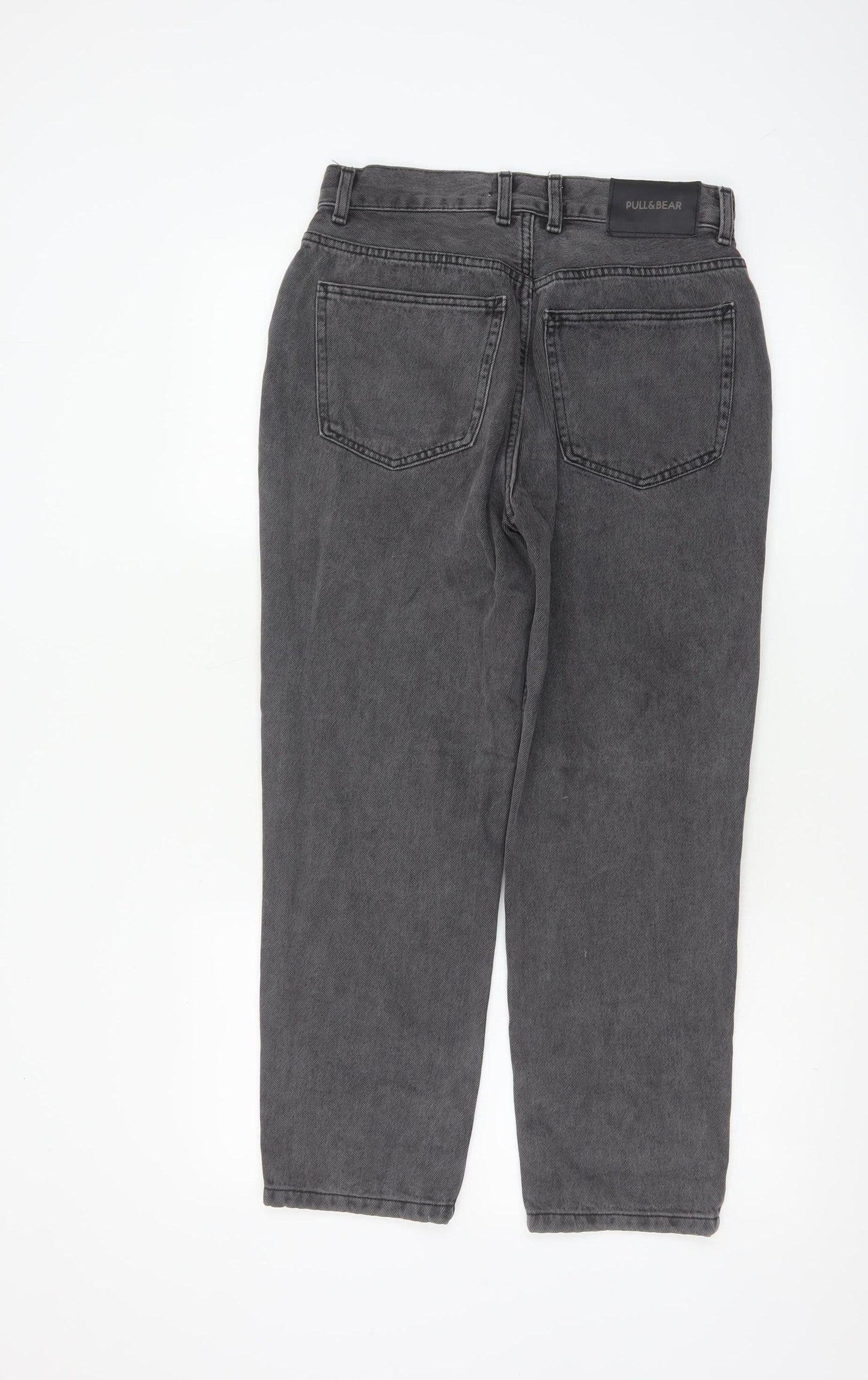 Pull&Bear Women Grey Mom Jeans Size 10 High Rise Cotton Denim