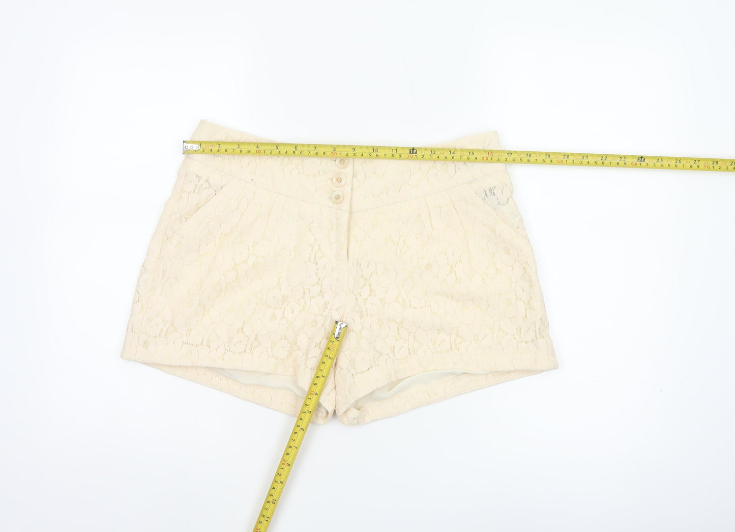 Warehouse Women’s Ivory Lace Chino Shorts Size 12