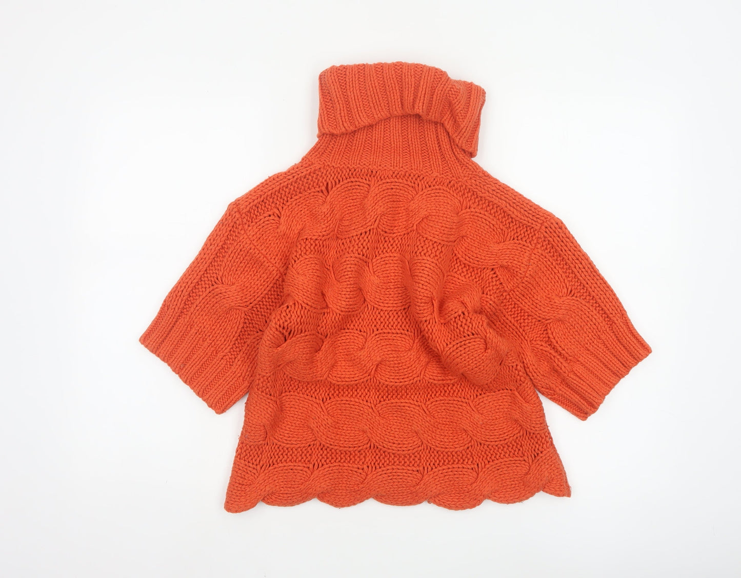 French Connection Women's Orange Roll Neck Chunky-Knit Jumper Size S