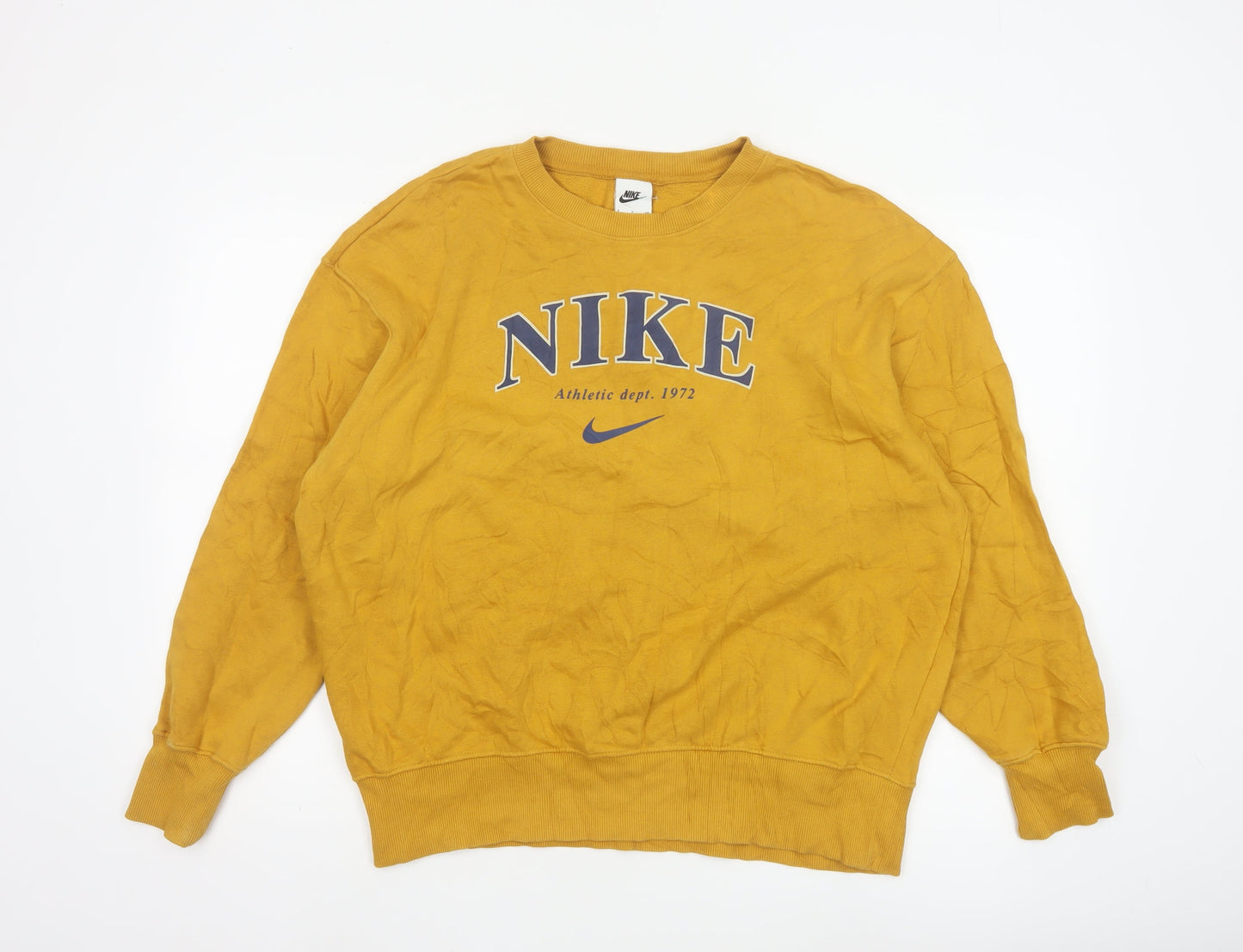 Nike Men's Yellow Pullover Crew Neck Logo Sweatshirt Size S