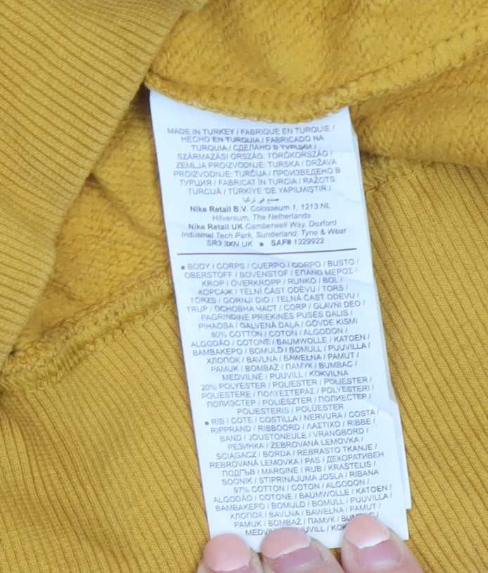 Nike Men's Yellow Pullover Crew Neck Logo Sweatshirt Size S