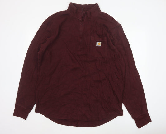 Carhartt Men's Red XL Relaxed Fit 1/4 Zip Sweatshirt