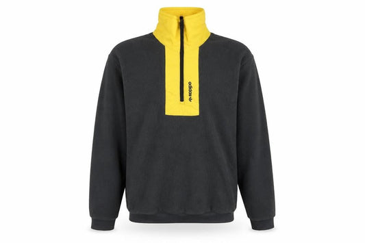 adidas Men's Black Yellow Fleece 1/4 Zip Pullover Sweatshirt S