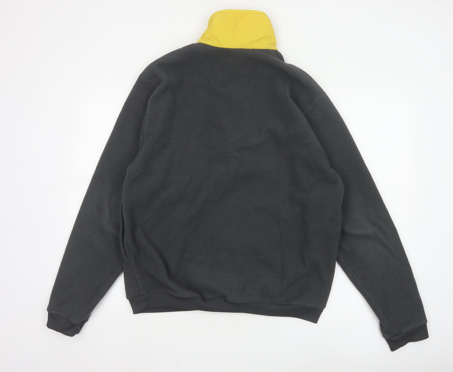 adidas Men's Black Yellow Fleece 1/4 Zip Pullover Sweatshirt S