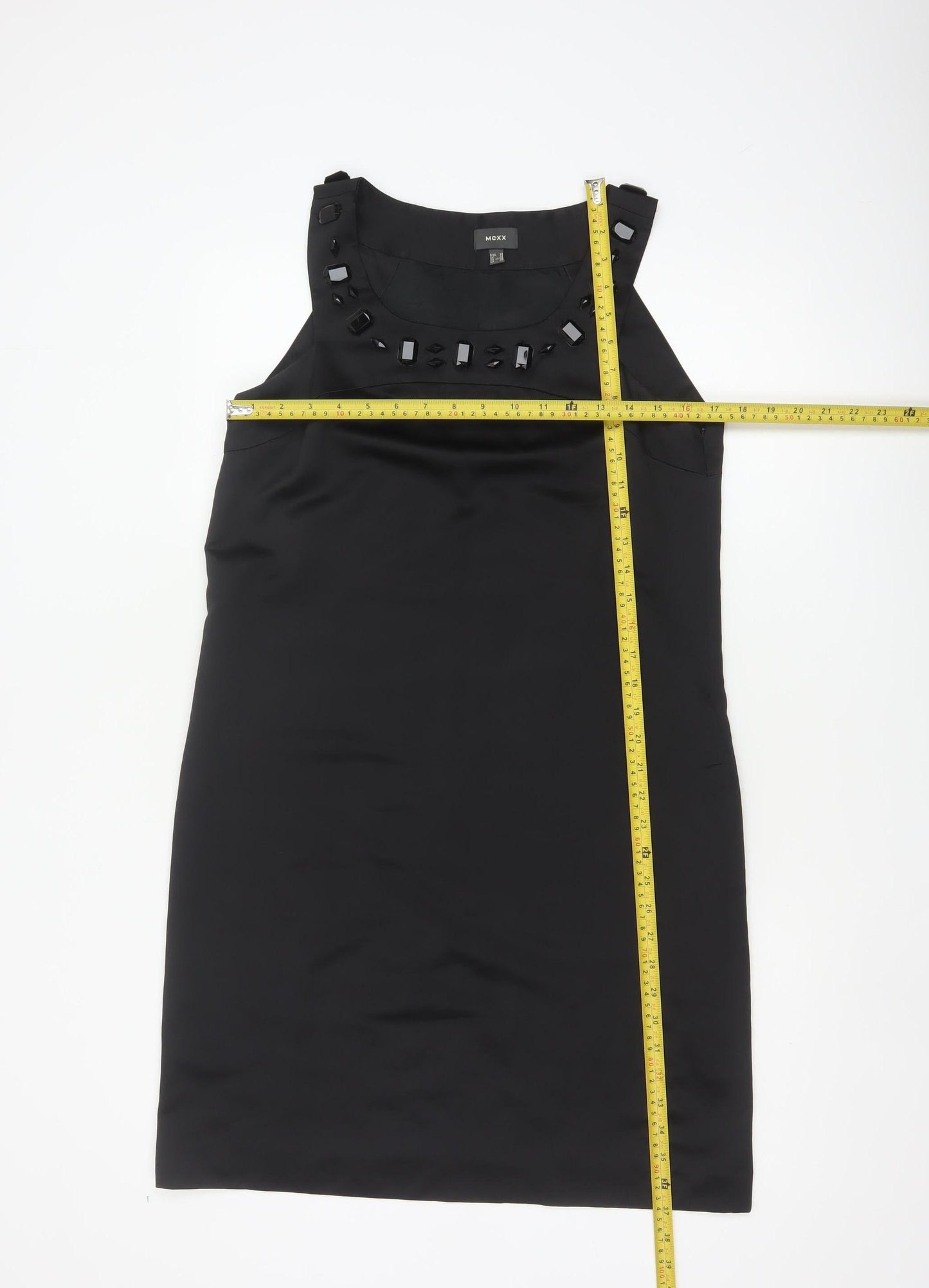 Mexx Women's Black Size 12 Beaded Sheath Knee Length Dress