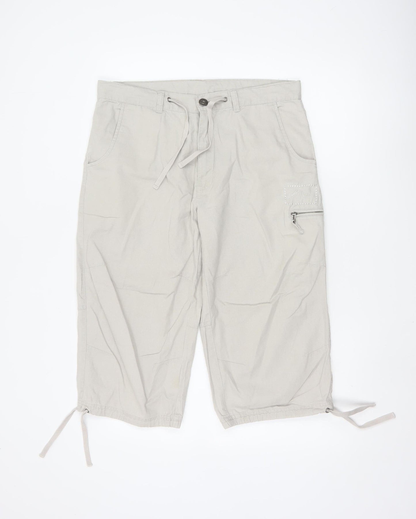 Kangol Women's Beige Linen Cargo Shorts M Lightweight Casual