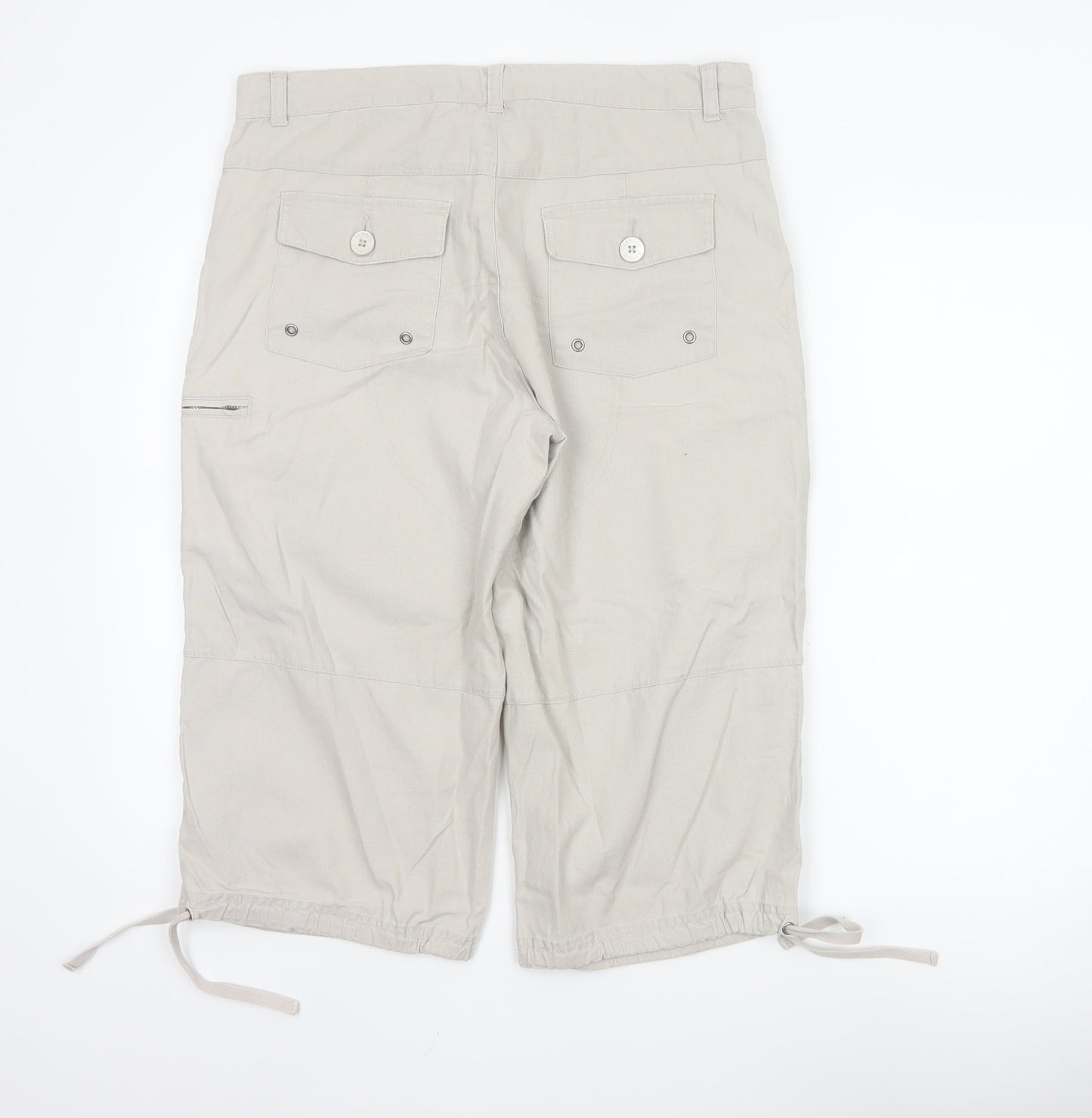 Kangol Women's Beige Linen Cargo Shorts M Lightweight Casual