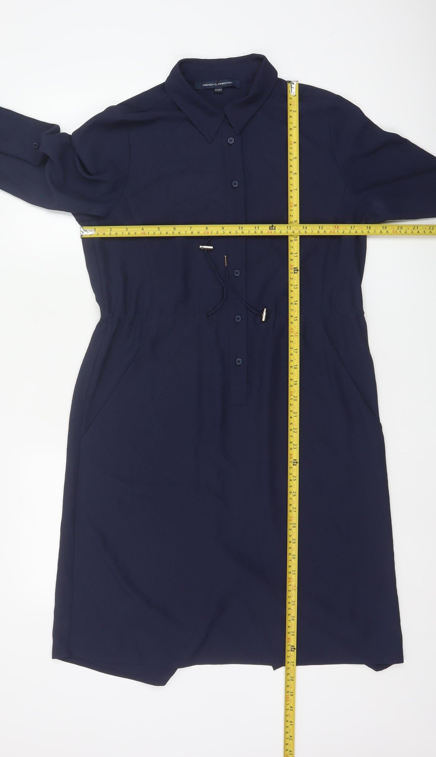 French Connection Women’s Navy Blue Collared Shirt Dress Size 6