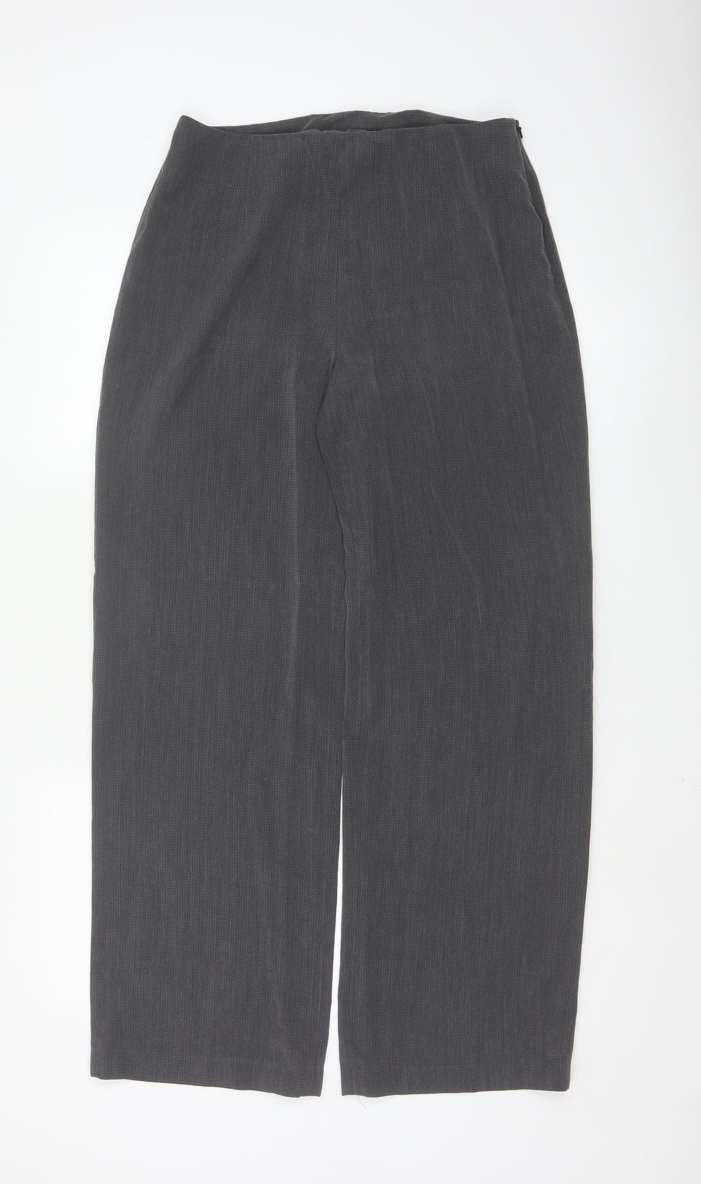 Next Women Grey Wide-Leg Dress Trousers Size 12 Regular