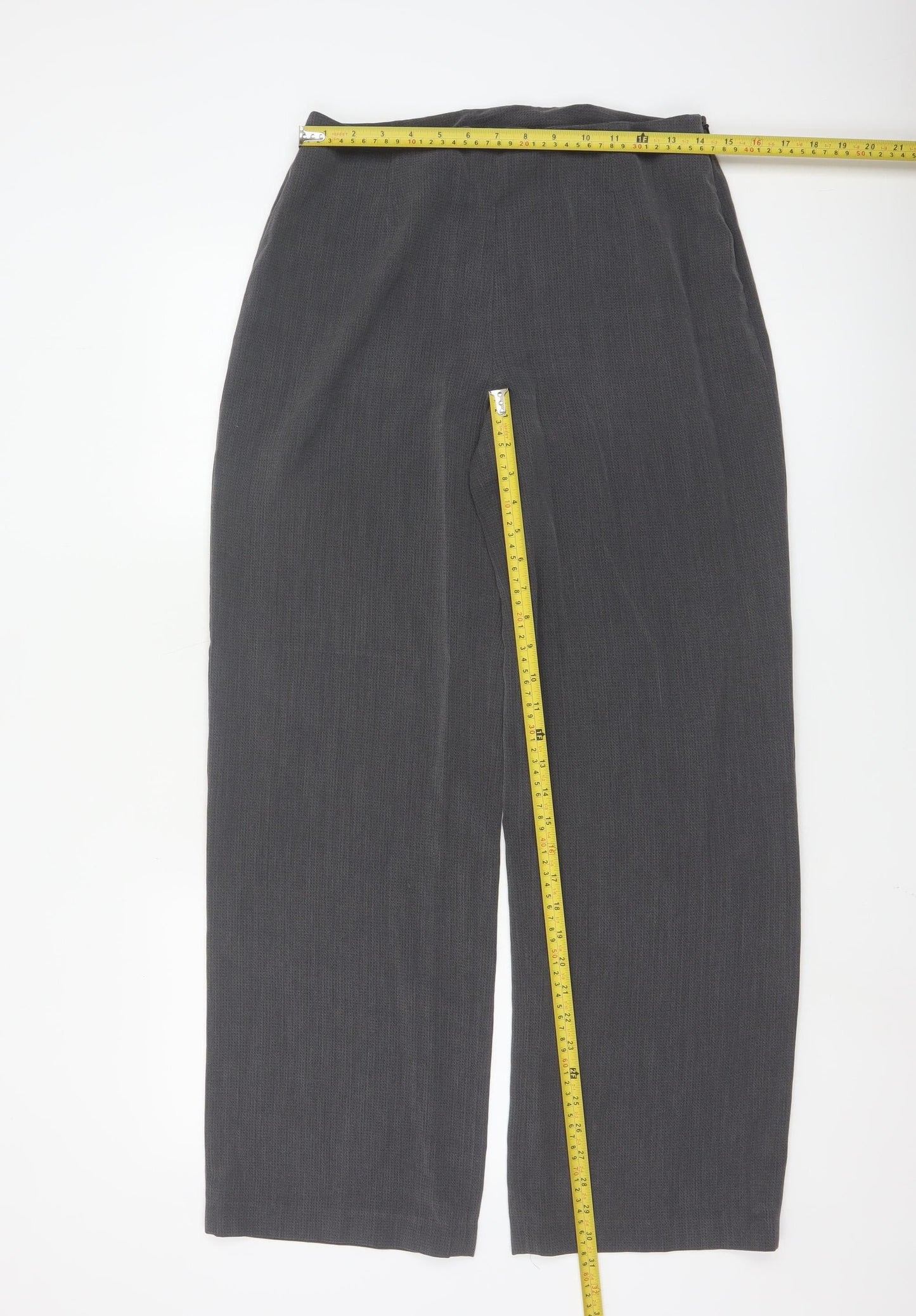 Next Women Grey Wide-Leg Dress Trousers Size 12 Regular