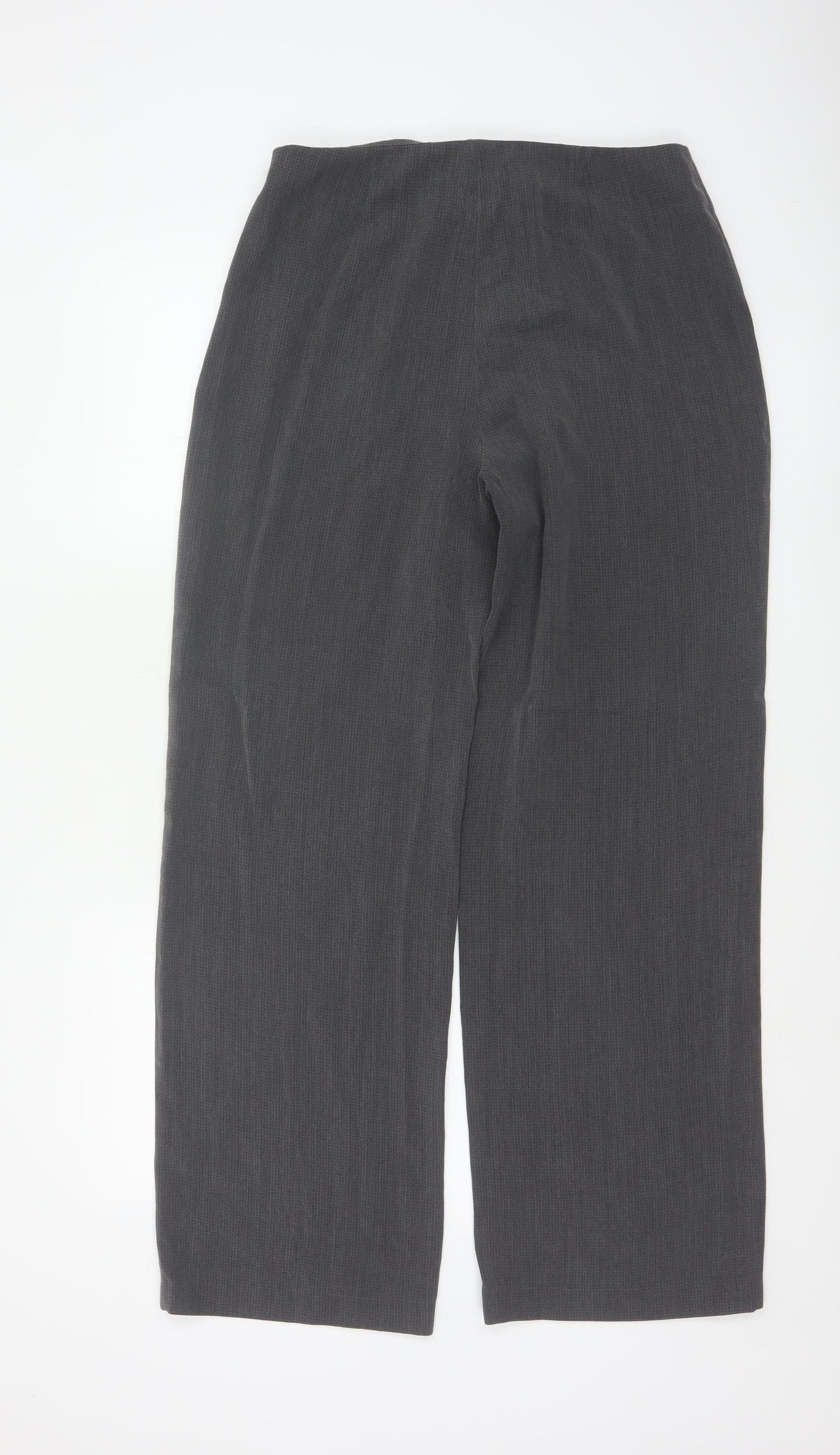 Next Women Grey Wide-Leg Dress Trousers Size 12 Regular