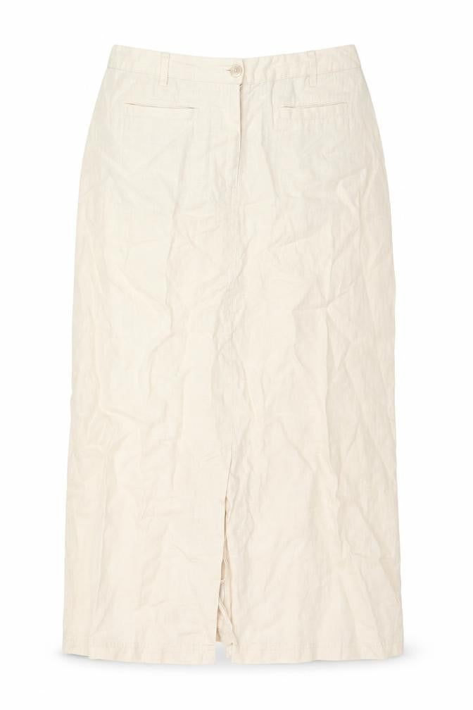 Dash Women Beige Linen Blend Midi Pencil Skirt Size 12