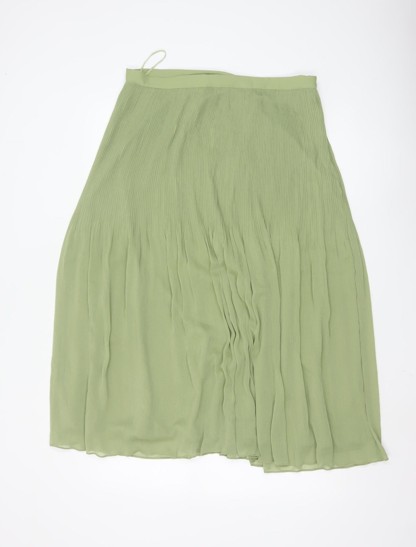 Marks and Spencer Women Green Pleated Midi Skirt Size 14