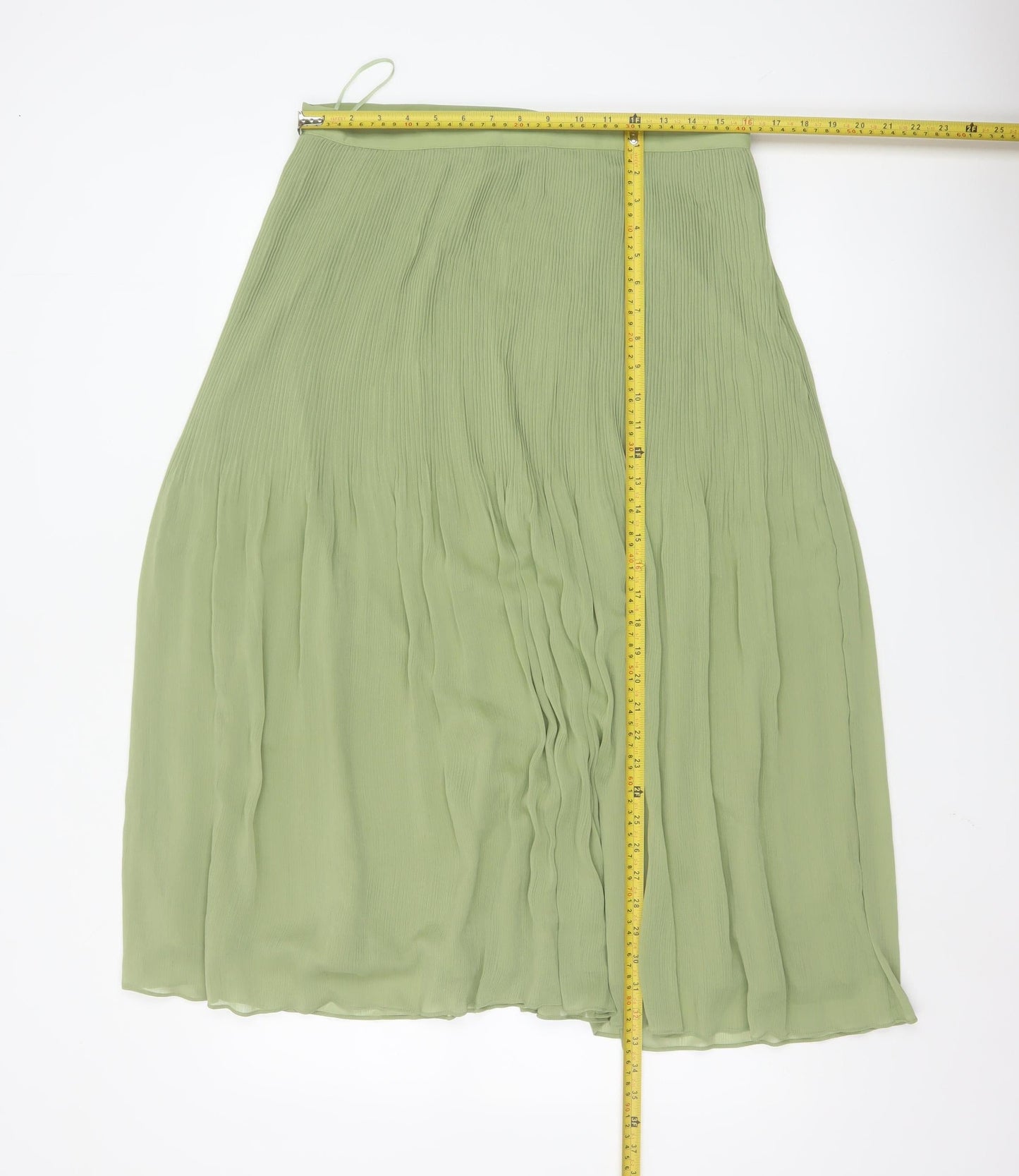 Marks and Spencer Women Green Pleated Midi Skirt Size 14