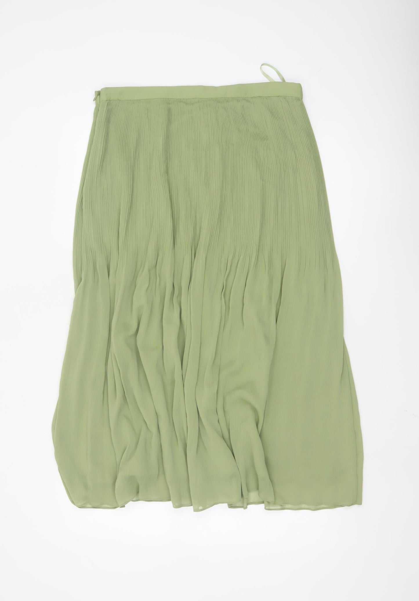 Marks and Spencer Women Green Pleated Midi Skirt Size 14
