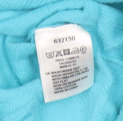 Monsoon Women's Blue Cotton 3/4 Sleeve V-Neck Cardigan Size 12