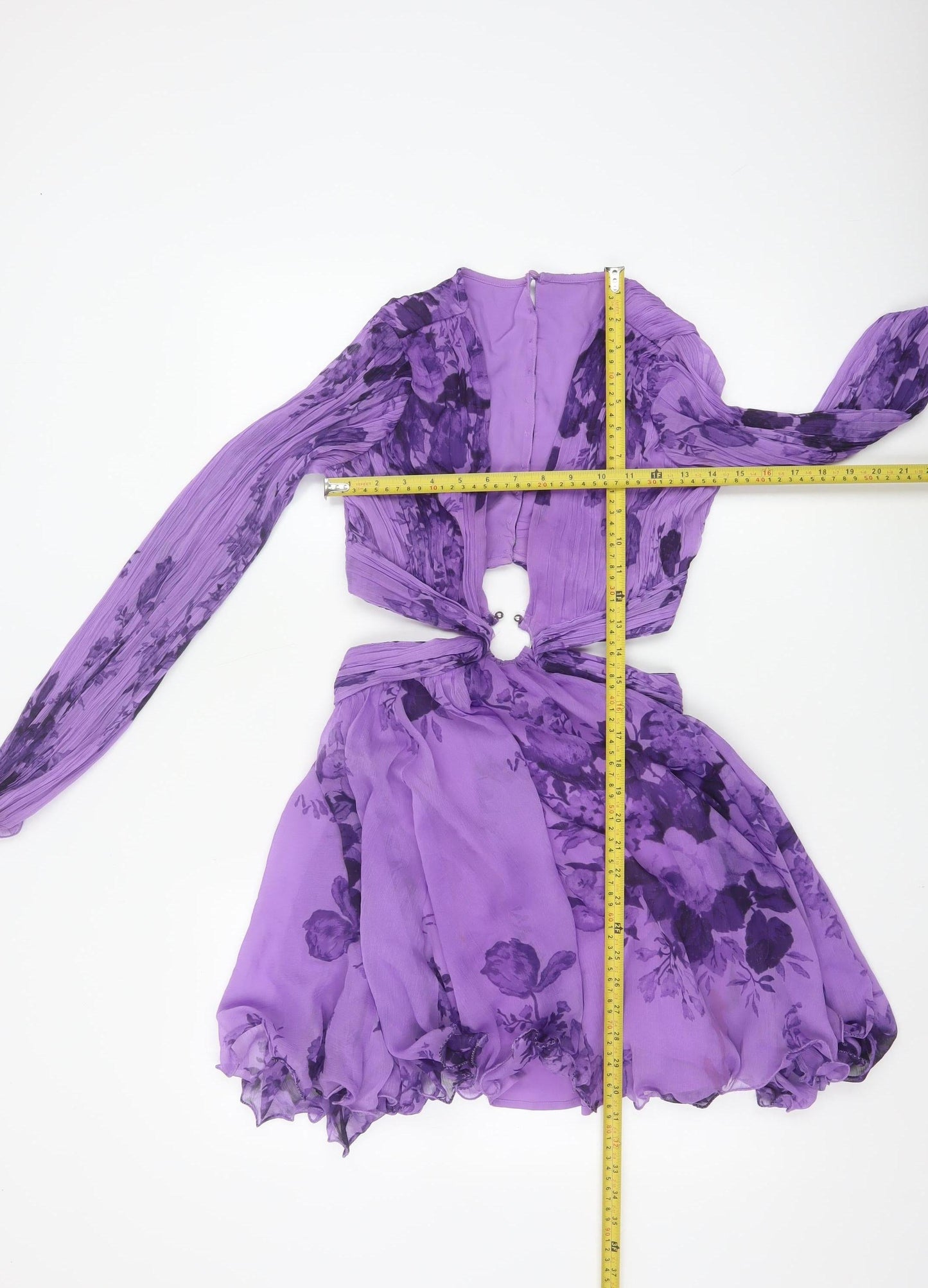 ASOS DESIGN Women’s Purple Floral Cut Out Chiffon Mini Dress Size 4