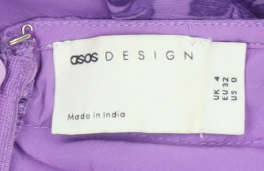 ASOS DESIGN Women’s Purple Floral Cut Out Chiffon Mini Dress Size 4