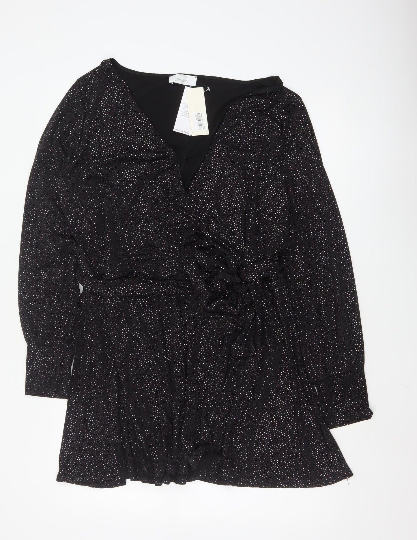Yours Womens Black Wrap Blouse Size 26-28 Plus Long Sleeve