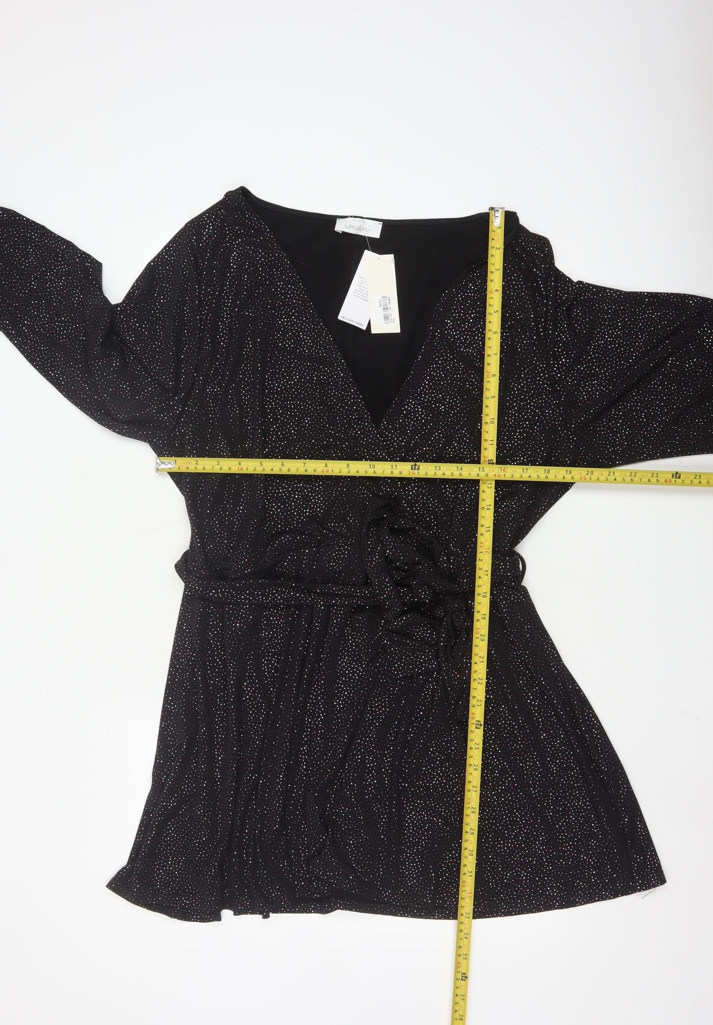 Yours Womens Black Wrap Blouse Size 26-28 Plus Long Sleeve