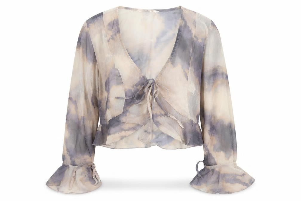 Stradivarius Womens Multicoloured Chiffon Cropped Blouse Size 12