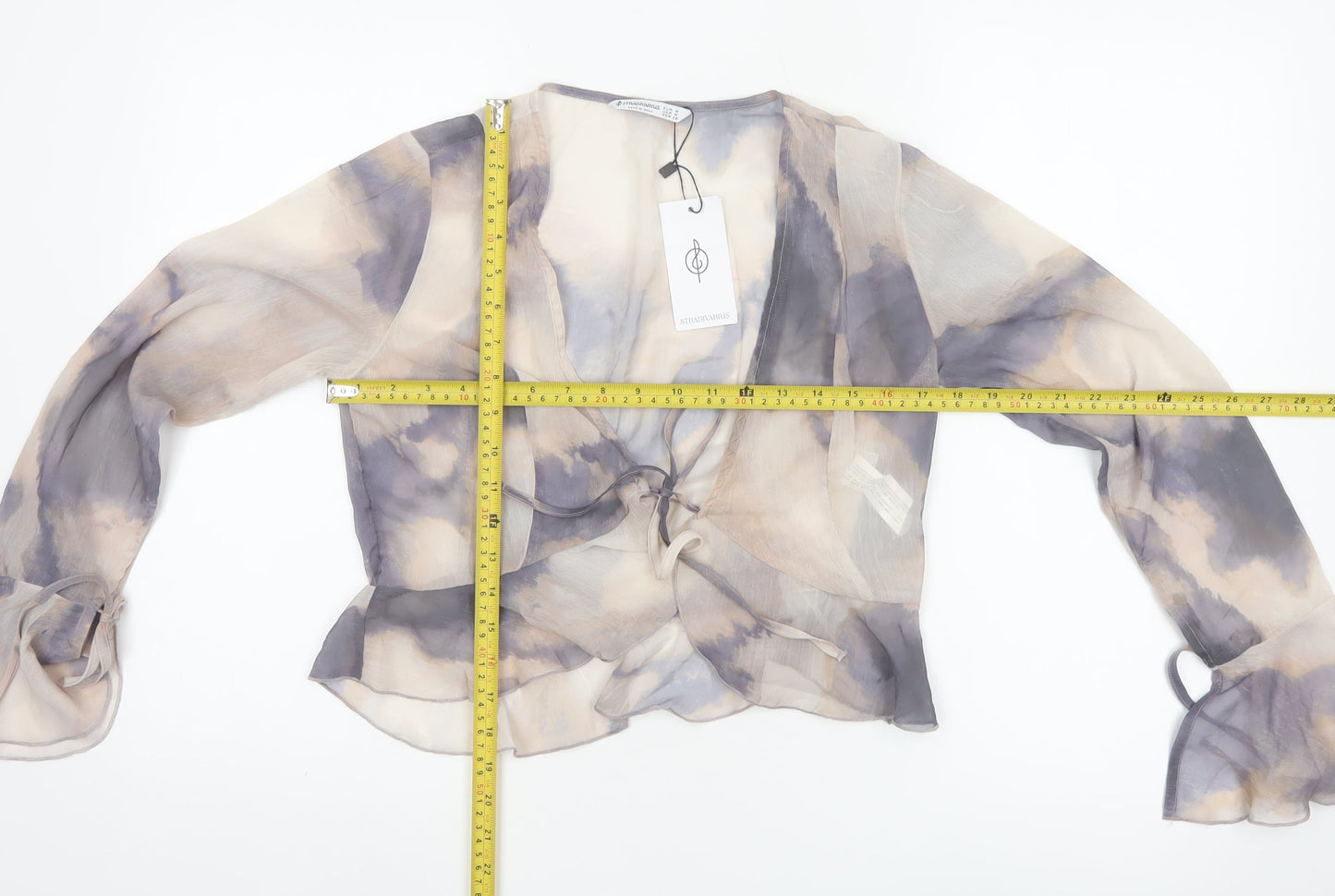 Stradivarius Womens Multicoloured Chiffon Cropped Blouse Size 12