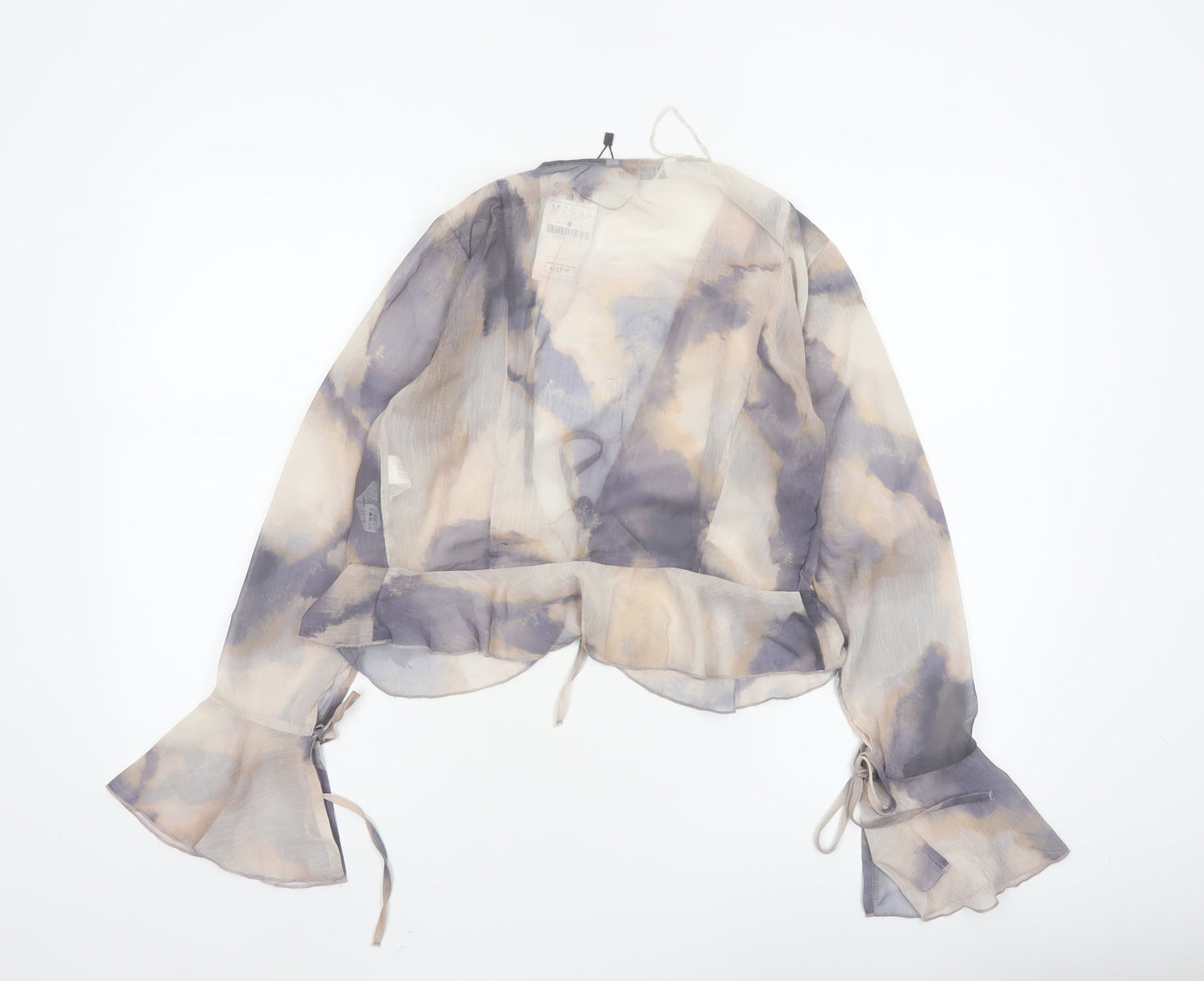 Stradivarius Womens Multicoloured Chiffon Cropped Blouse Size 12
