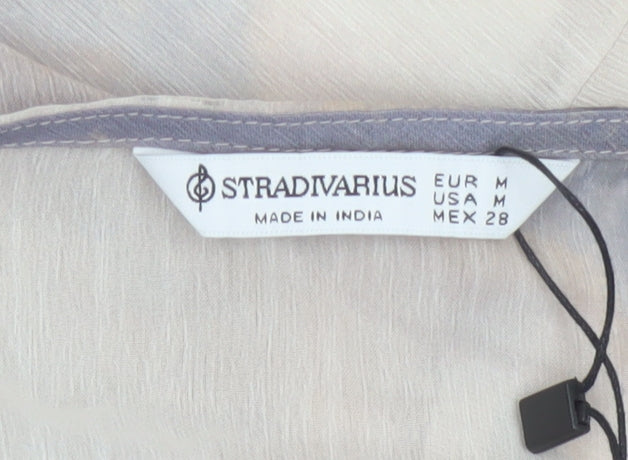 Stradivarius Womens Multicoloured Chiffon Cropped Blouse Size 12