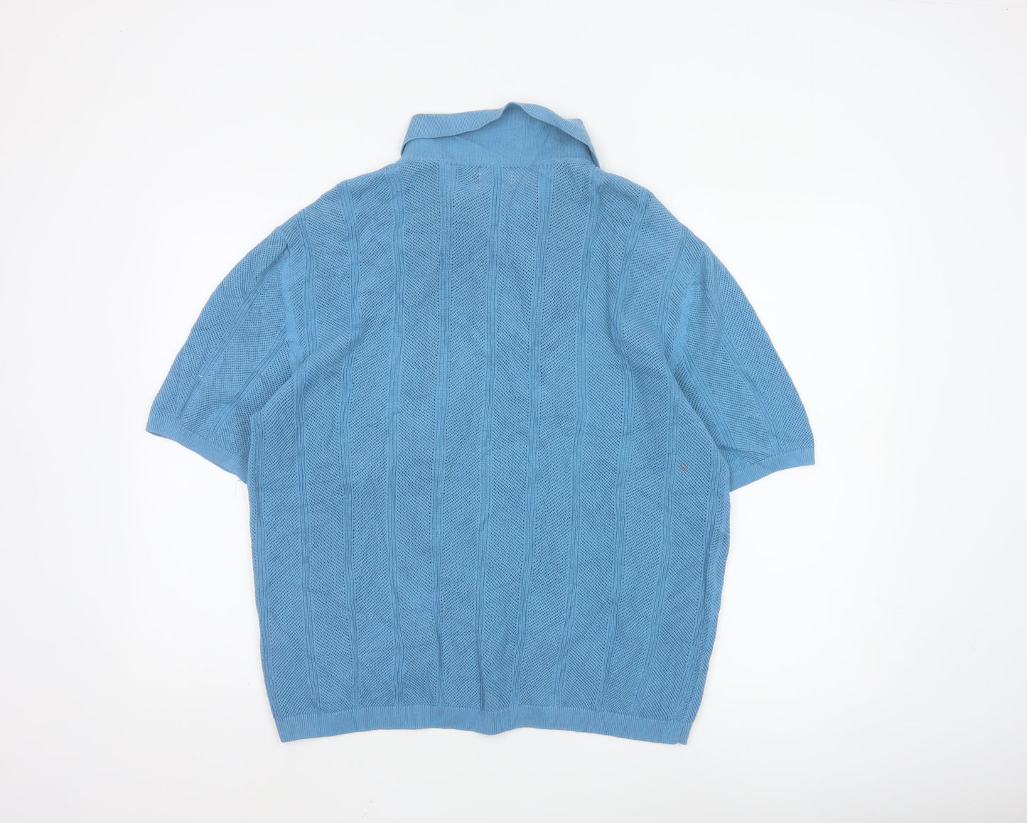BDG Blue Cotton Collared Short Sleeve Button Knit Cardigan Jumper M
