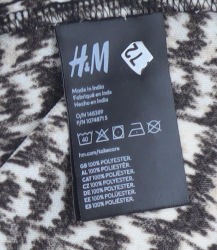 H&M Women’s Beige Geometric Slip Dress Size 12 Summer Casual