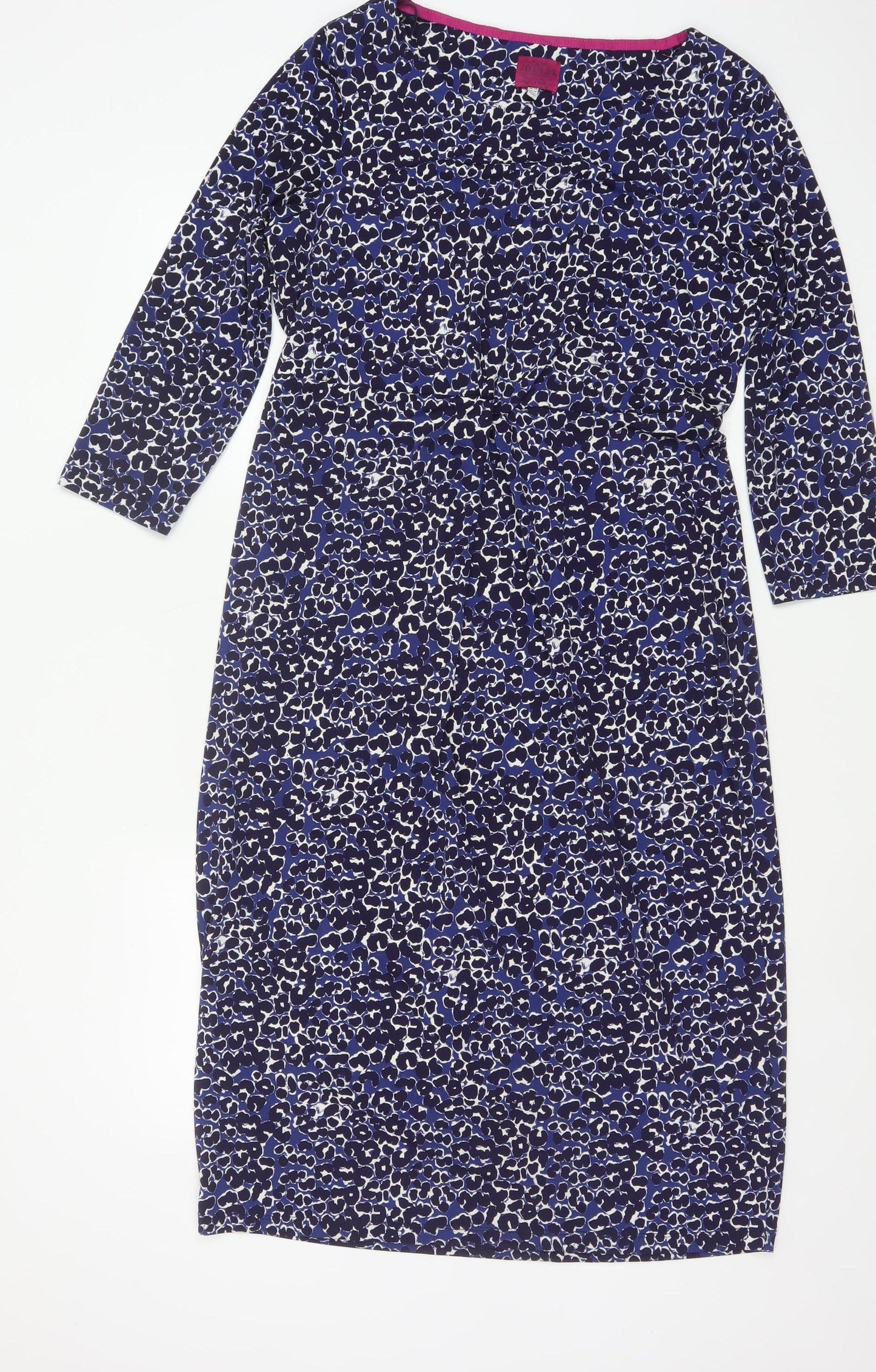 Joules Women Blue Animal Print Shift Dress Size 14 3/4 Sleeve
