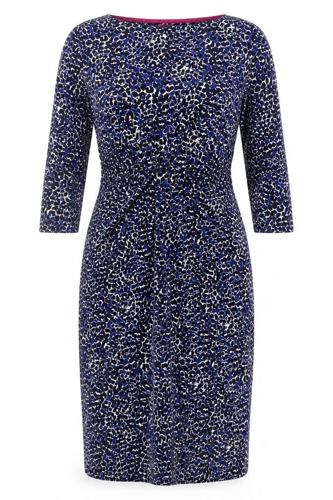 Joules Women Blue Animal Print Shift Dress Size 14 3/4 Sleeve
