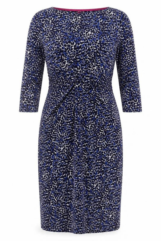 Joules Women Blue Animal Print Shift Dress Size 14 3/4 Sleeve