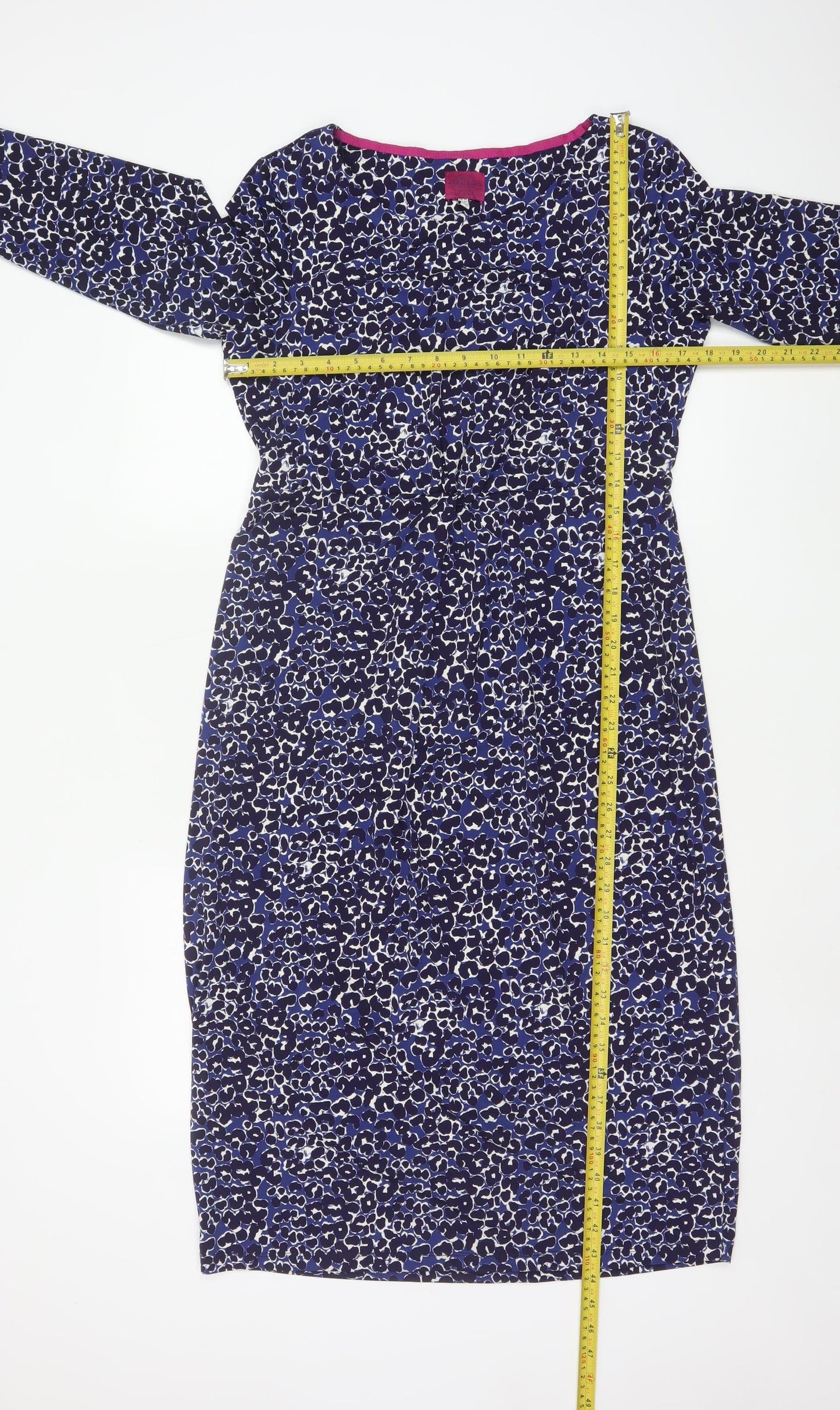 Joules Women Blue Animal Print Shift Dress Size 14 3/4 Sleeve