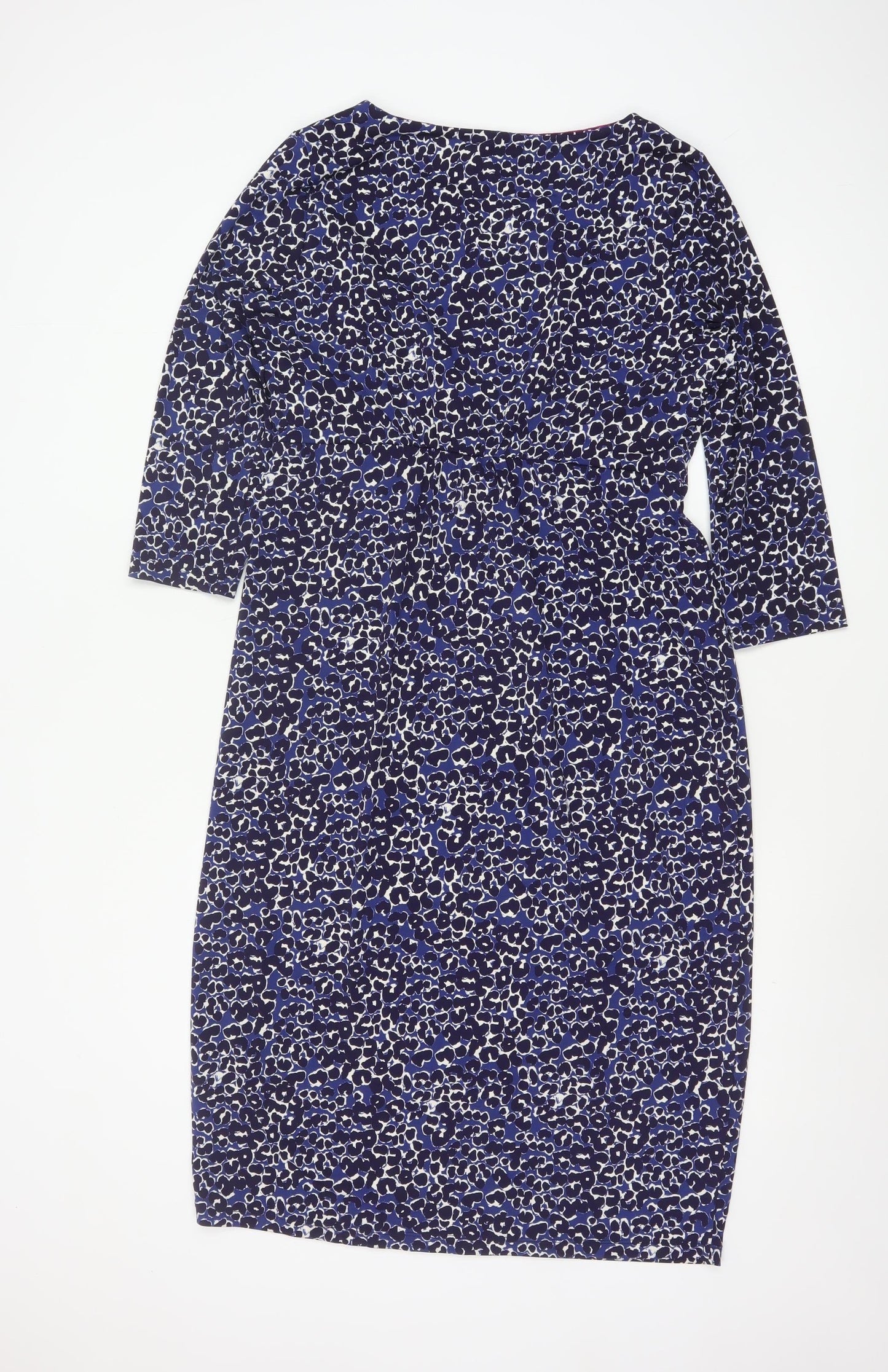 Joules Women Blue Animal Print Shift Dress Size 14 3/4 Sleeve