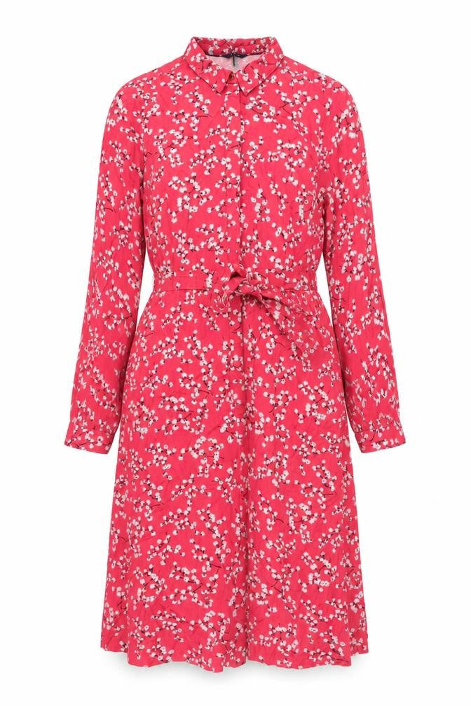 Joules Women Red Floral Viscose Shirt Dress Size 10