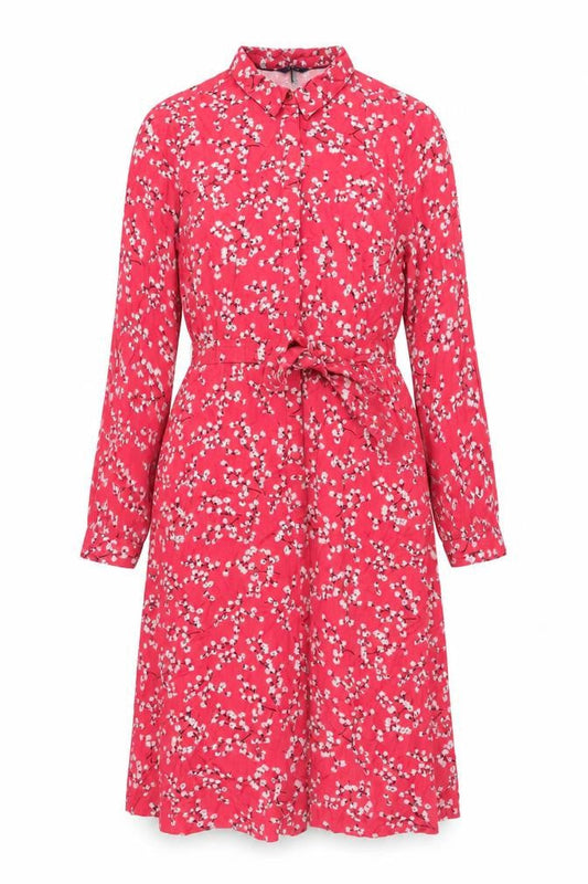 Joules Women Red Floral Viscose Shirt Dress Size 10