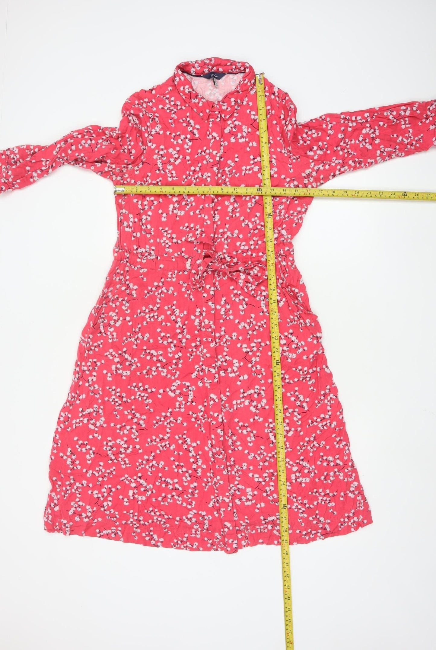 Joules Women Red Floral Viscose Shirt Dress Size 10
