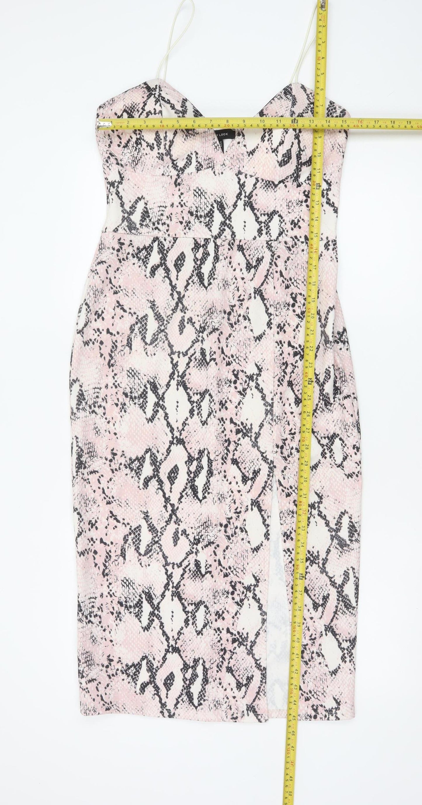 New Look Womens Pink Snake Print Bodycon Dress Size 14