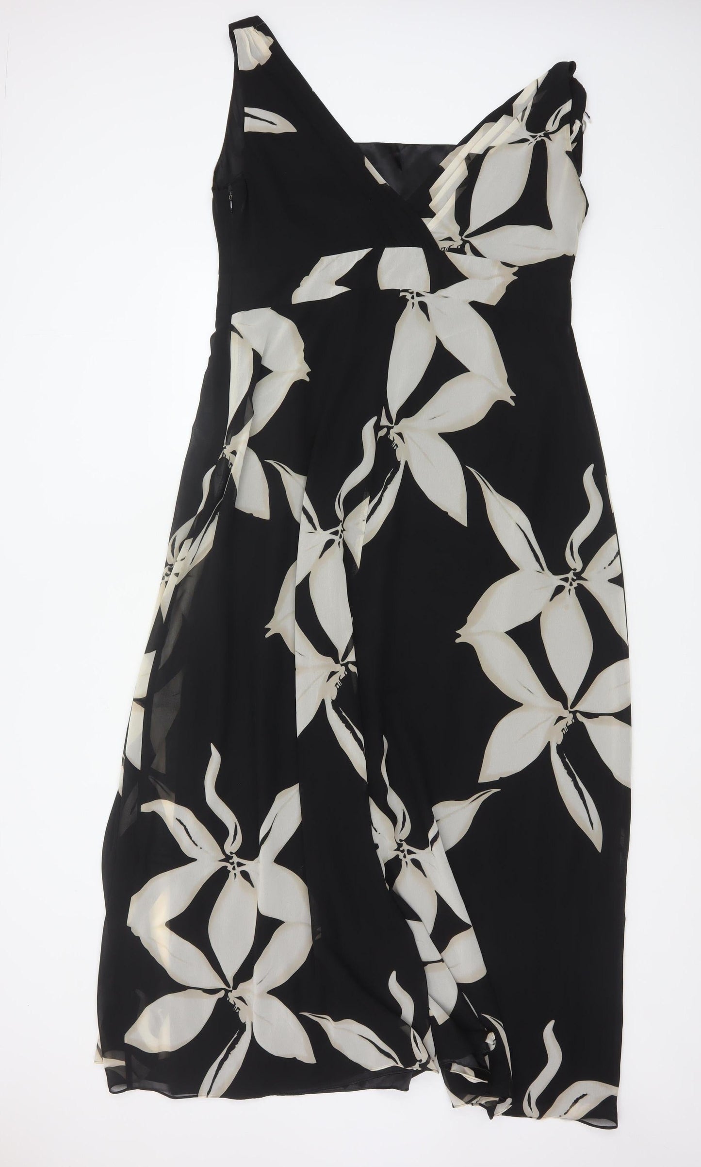 Jacques Vert Women's Black Floral Beaded Midi Dress Size 20