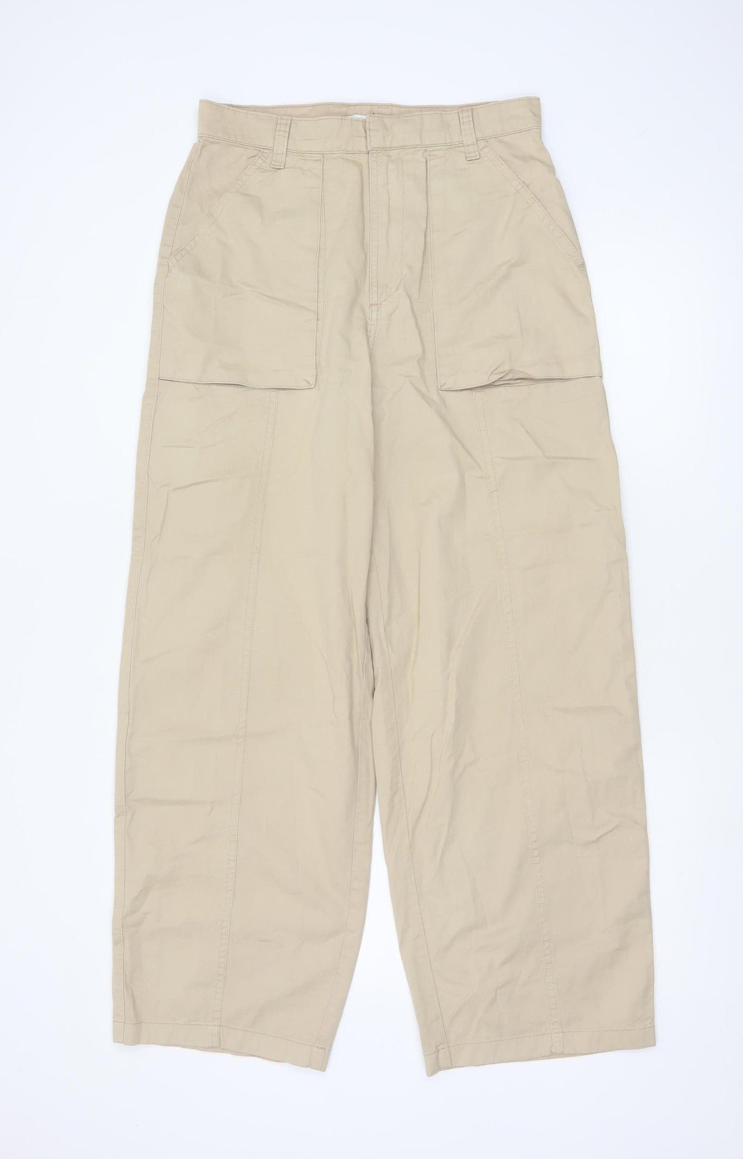 Mavi Women's Beige Cargo Trousers Cotton Wide-Leg M