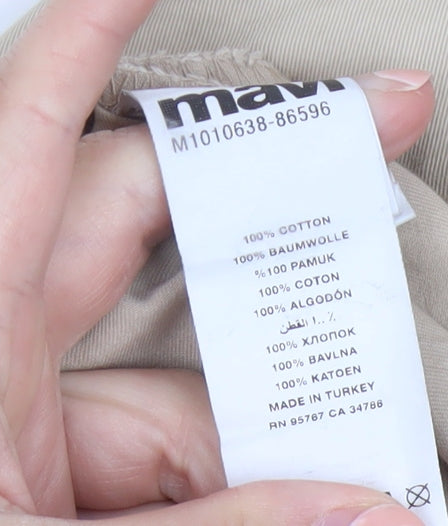 Mavi Women's Beige Cargo Trousers Cotton Wide-Leg M