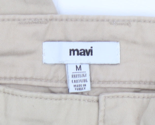 Mavi Women's Beige Cargo Trousers Cotton Wide-Leg M